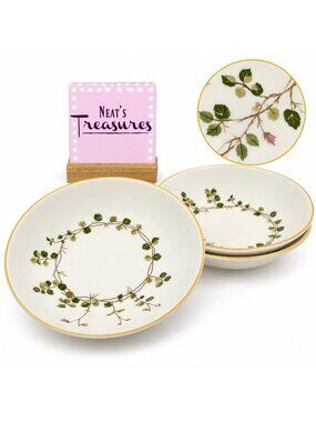 Churchill CCH7  Leaf Vine Around Center White England China Soup Bowls Set of 3
